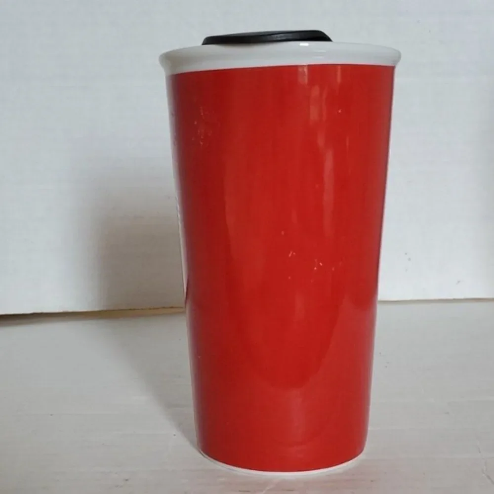 2017 Starbucks Travel Mug Cup Tumbler 11oz Ceramic Red Hot Cold Coffee Tea Cocoa